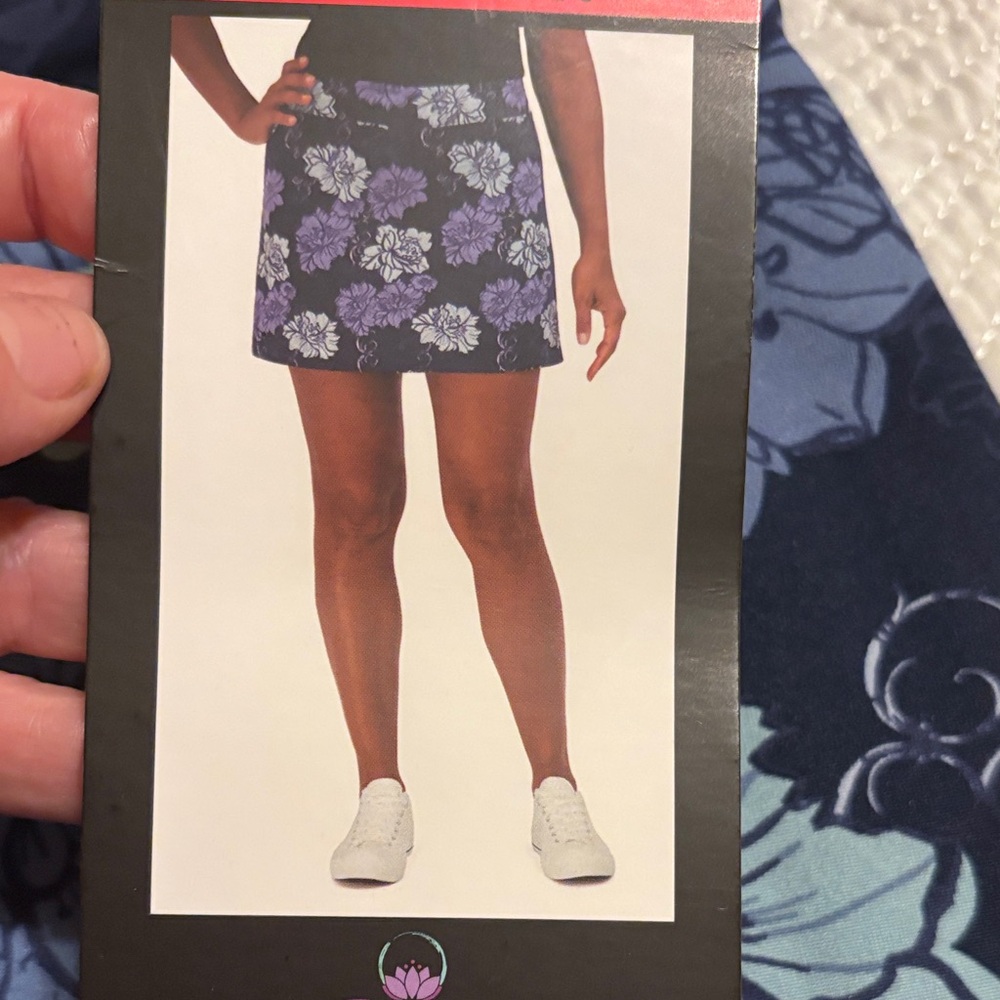 Tranquility by Colorado Clothing Navy blue grey baby blue Floral Mini Skirt